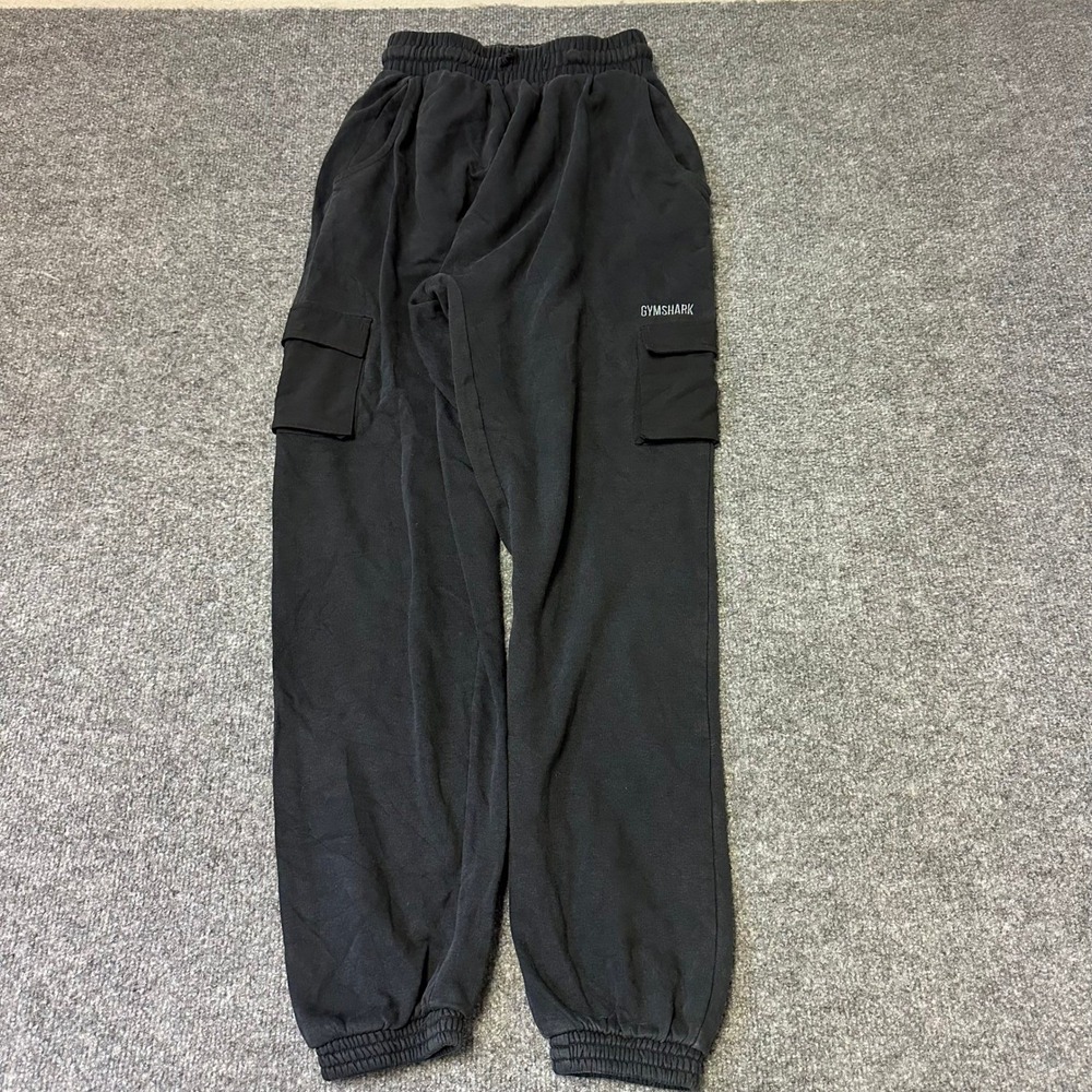 Gymshark Cargo Sweatpants Womens XS Black Cotton Blend Joggers Athletic Pockets
